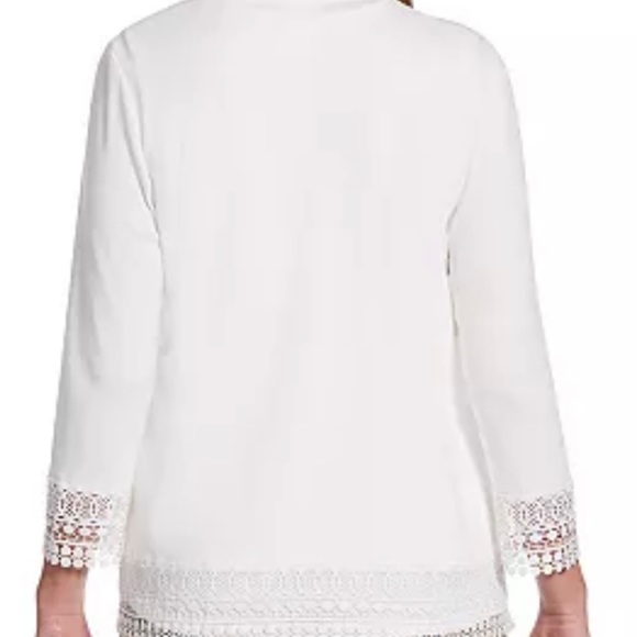 Rafaella Lace-Trim women’s Open Front Cardigan size XL Cream - Picture 2 of 7